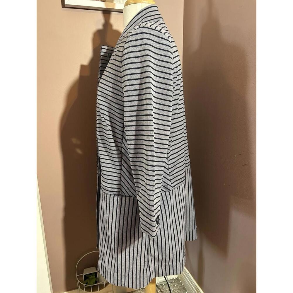 Cabi #5474 Striped Car Coat Womens L Gray Blue Button Down Dappled Jacket - Picture 3 of 10